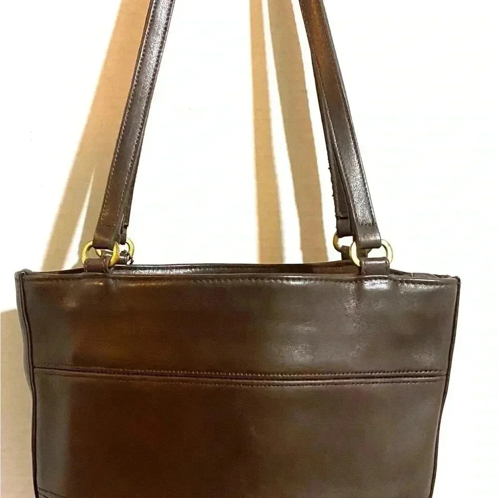 Coach vintage brown leather shoulder handbag - Picture 2 of 11